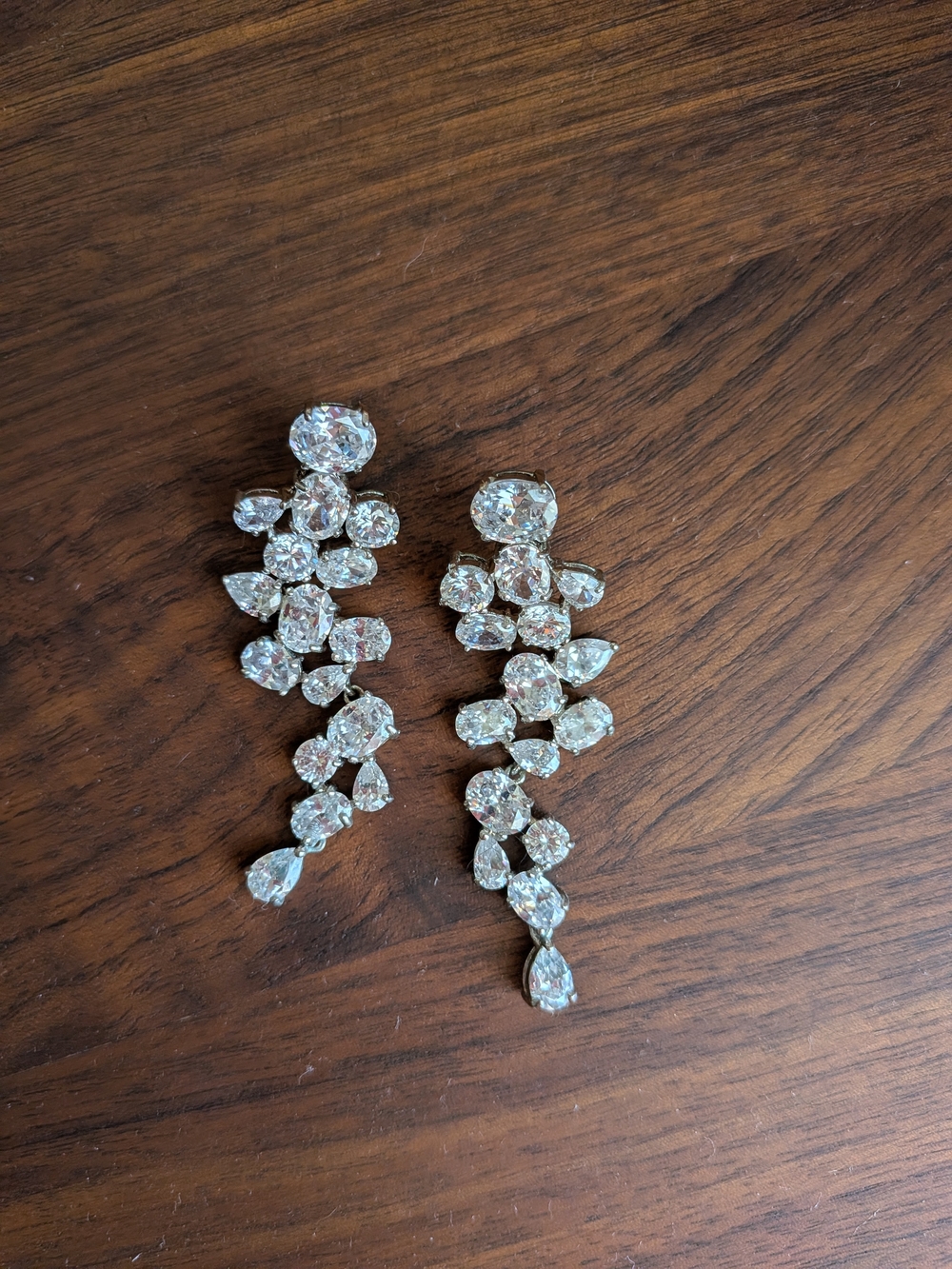 Elegant Rhodium Plated Sterling Silver CZ Earrings - Worn Once!